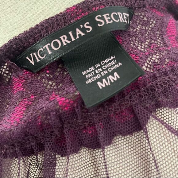Victoria’s Secret Purple Floral Lace Halter chemise Lingerie Size Medium - Picture 4 of 5